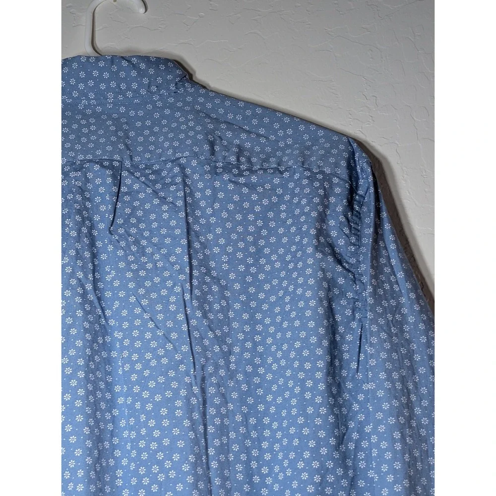 J. Crew Mens Large Slim Untucked Secret Wash Shirt Blue Floral Daisy Stretch L